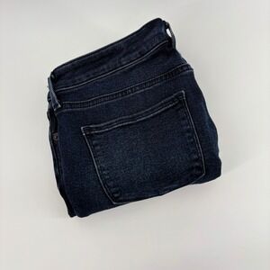 Old Navy Rockstar Super Skinny Ankle Jeans Dark Wash Button Fly Raw Hem Size 8